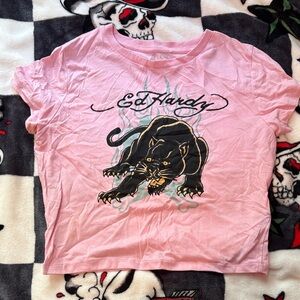 Ed Hardy PinkShirt with Panther Design